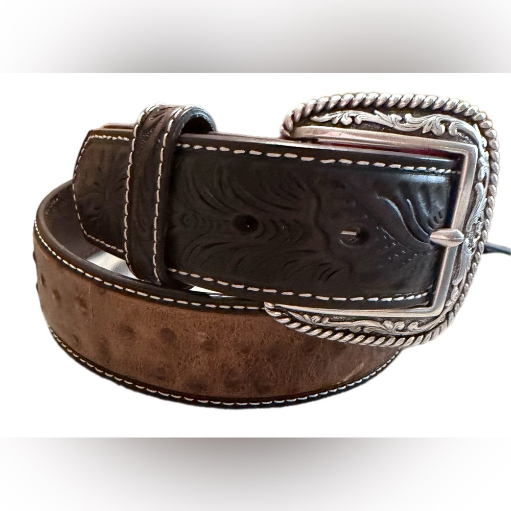 ARIAT MEN'S WESTERN FAUX OSTRICH LEATHER
BELT BROWN 36 - Picture 4 of 5